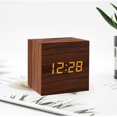 thumbnail image 2 of SXcggal One Wood Clock Creative Electronic Clock Square Digital Clock Mini Alarm Clock Bedside Clock Practical Multifunctional Artistic Desktop Decoration, 2 of 6