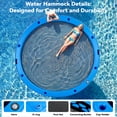 thumbnail image 4 of Bezliving 10' Round Inflatable Floating Dock with Cup Holder, Sunchill Float Ring, Hammock Tanning Pool with 4in Woven Fabric, Manual Pump for 1-2 Min Quick Inflate/Deflate, Fits 2-8, Ideal for Lakes, 4 of 7