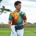 thumbnail image 3 of Rateoe Red And Blue Fire Peacock Pattern Men's Short Sleeve Polo Shirts, Golf Polo Shirts Short Sleeve Performance Moisture Wicking Dry-Small, 3 of 6