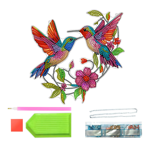 Hummingbird Suncatcher DIY Kit with Faceted Gems, Sparkling Window Hanging Ornament, DIY Window & Wall Decoration for Garden & Home Decor(RL 7.8 Inch 1 Set)