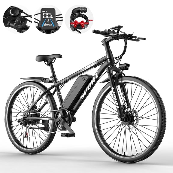 ASKGO 1500W Peak 750W Electric Bicycle 48V 10Ah,26'' E-Mountain Bike 25MPH 45-65Miles Range,Removable Battery Electric Bike for Adults UL2849