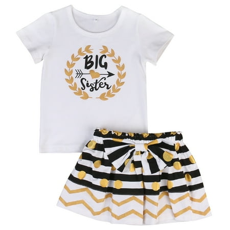 

Musuos Baby Girls Sisters Outfits Short Sleeve Romper T-shirt Polka Dot Dress