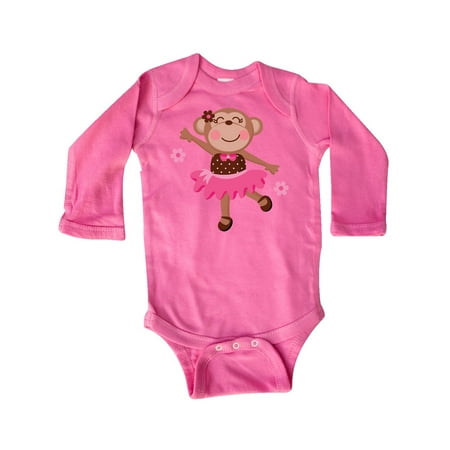 

Inktastic Ballerina Dance Monkey Gift Baby Girl Long Sleeve Bodysuit