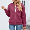 thumbnail image 6 of hotojiny Zip up Jackets for Women Trendy Textured Lightweight Jacket Casual Long Sleeve Coat Outerwear Fall Fashion Outfit, 6 of 7