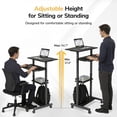 thumbnail image 2 of Mount-It! Mobile Stand Up Desk | Height Adjustable Computer Rolling Cart | Silver, 2 of 10