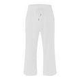 Lolmot Womens Capri Summer Cotton Linen Pants Solid Casual Cropped