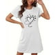 thumbnail image 4 of Camisón corto de talla grande para mujer, camisón de manga corta con estampado de pecho a la moda, camisón para mujer, 4 of 5