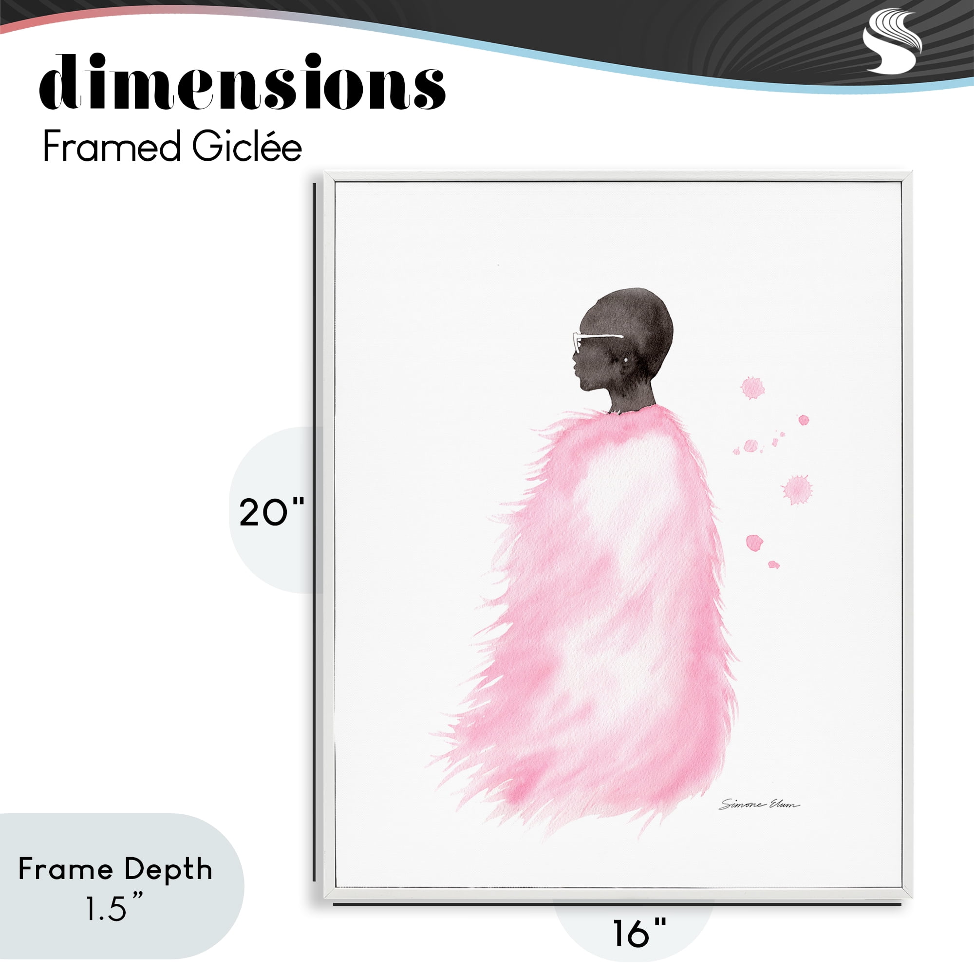 Stupell Industries Pink Fur Coat Portrait White Framed Giclee Art, design by Simone Elum