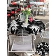 thumbnail image 5 of Outdoor Tablecloths with Umbrella Hole & Zipper, Tropical Palm Tree Round Tablecloth 54 Inch, Black White Plants Coastal Leaf Beach Waterproof Table Cloth, Patio/Pool/Picnic Table Covers, 5 of 8