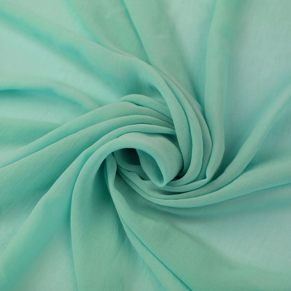 Aqua Solid Washed Hi-Multi Chiffon Fabric by the Yard, Wedding Chiffon