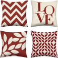 thumbnail image 1 of Linen printed pillowcase four piece set comfortable soft home decor detachable pillowcase, 1 of 4