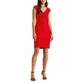 thumbnail image 2 of LAUREN RALPH LAUREN Womens Red Ruched Sleeveless V Neck Above The Knee Wear To Work Sheath Dress 18, 2 of 7