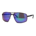 thumbnail image 1 of Xloop Mens Rectangular Racer Metal Rim Sport Sunglasses Gunmetal Teal Mirror, 1 of 4