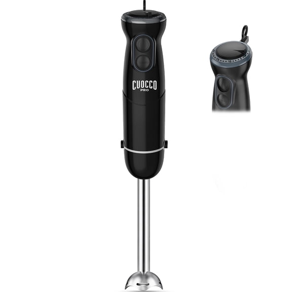 CUOCCO PRO Immersion Blender Handheld, 1100W Hand Blender with 21 Speeds & Turbo, Hand Mixer for Smoothies, Soups & Baby Food, Dishwasher Safe, Black