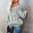 thumbnail image 5 of RMGVDSD Sweaters For Women Off Shoulder Tops Long Sleeve Knit Shirt Pullover Sweater Jumper Tops Casual Warm Sweater Solid Color Fashion Basic Sweater Tops /Grey, 5 of 7