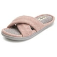 thumbnail image 2 of Floopi Women's Ultra Soft Padded Felt Criss Cross Slide W/French Terry Memory Foam Slipper, 2 of 5