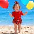 thumbnail image 2 of DHFJKG Baby Girls Clothes Outfits Romper Short Sleeve Ribbed Ruffle Bodysuit Watermelon Print Shorts With Headband Toddler 3 Piece Cozy Outfit, 2 of 9