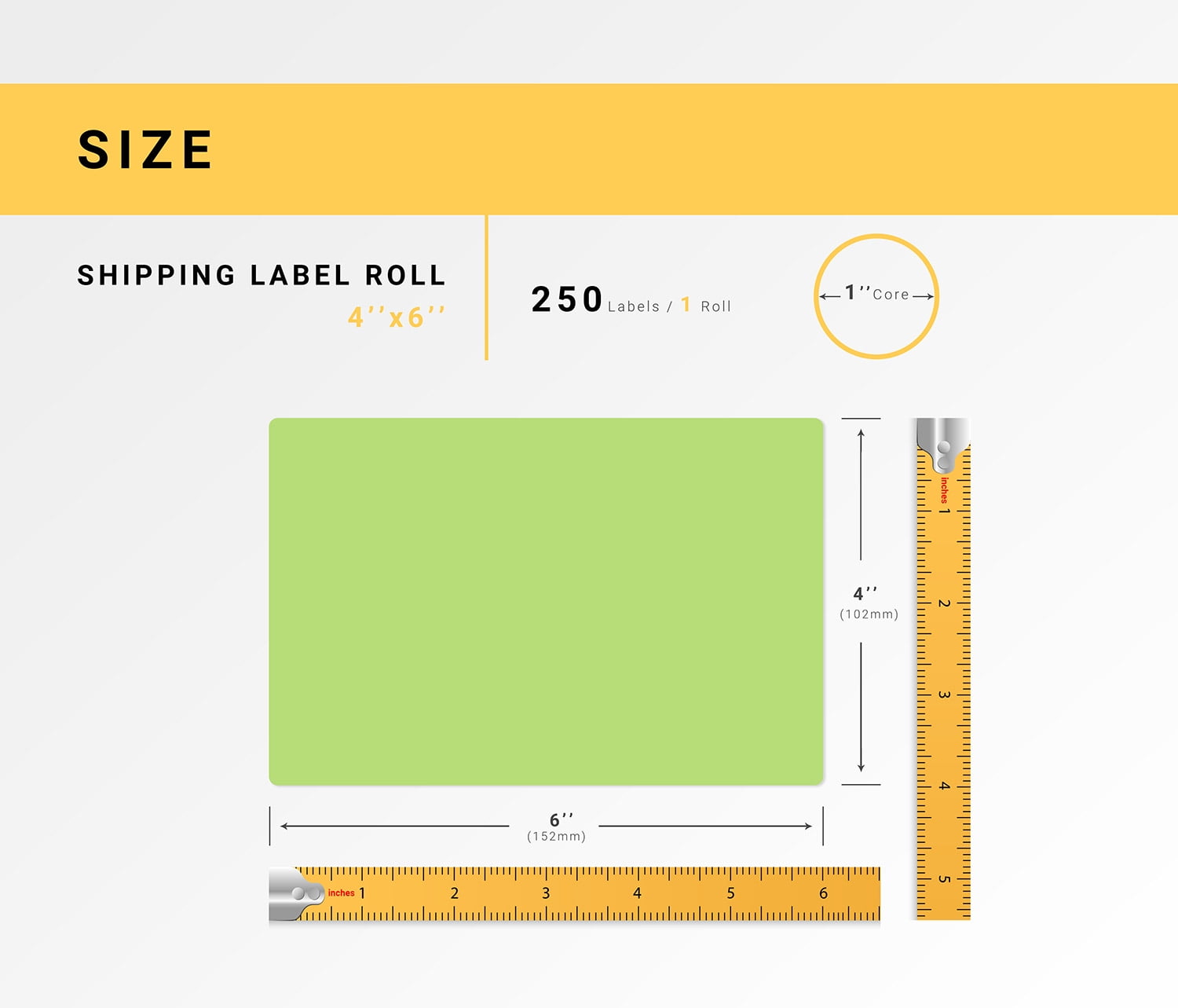 HOUSELABELS 4" x 6" Green Shipping Labels on 1" Core Compatible With Zebra and Rollo Printers, 4 Rolls / 250 Labels per Roll