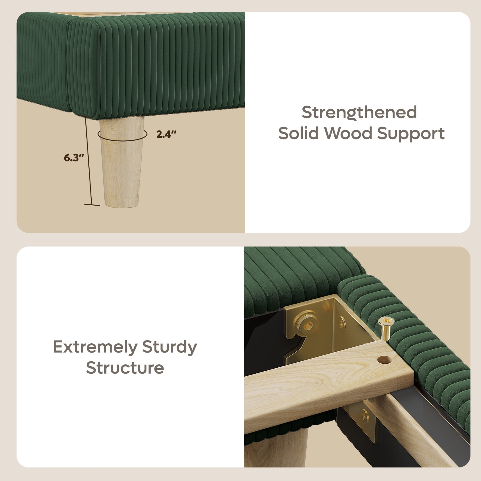 Bestier Corduroy Upholstered queen Bed Frame with Adjustable Headboard, Platform Bed Frame with LED Light, Solid Wood Slats, No Box Spring Needed, Green