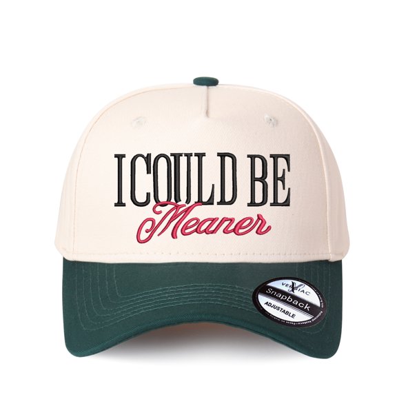 Vergiac I Could Be Meaner Letter Leather Patch Color Block Trucker Hat, Unisex Adjustable Cotton Breathable Fashion Cap for Travel Daily Outdoor Wear