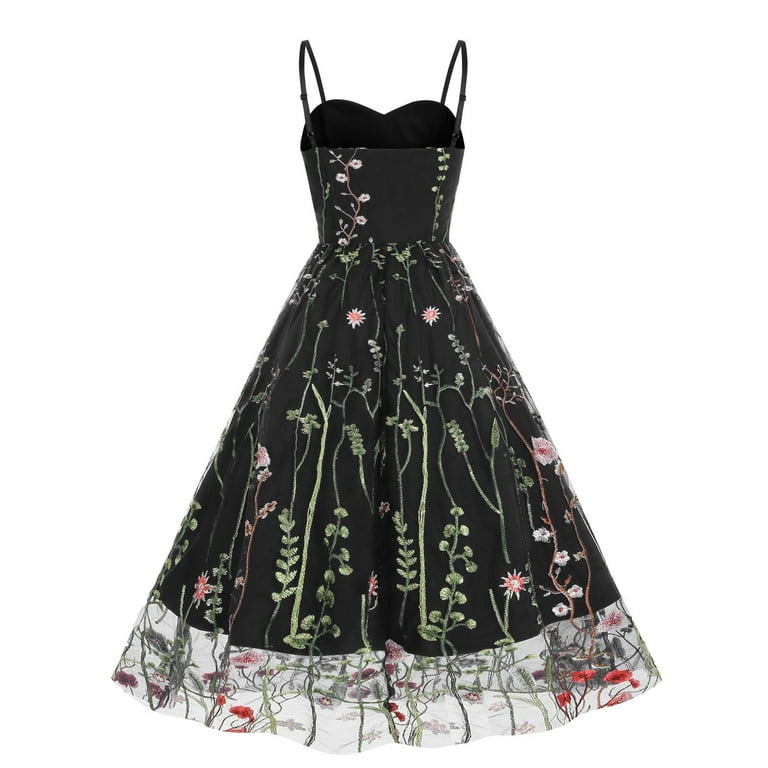 black mesh floral embroidered dress Aliza Black Floral Embellished Maxi Dress – Frock and Frill