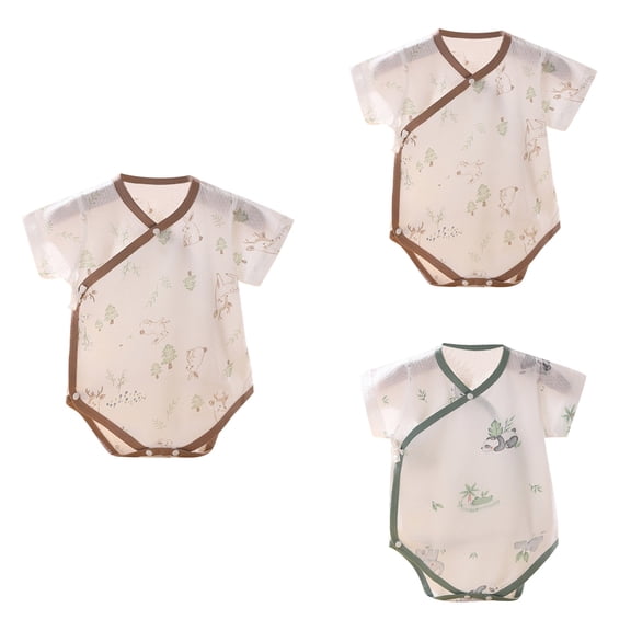 SROBPTY Newborn Boys Girls Rompers Print Short Sleeve Jumpsuit, 9 Months