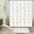 thumbnail image 3 of FRAMICS Watercolor Floral Shower Curtain Sets with Rugs, Colorful Wildflower Bathroom Sets with Hooks, Waterproof Fabric Bathroom Curtains, Machine Washable, 3 of 10