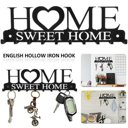 

MLfire Entryway Metal Wall Mounted Hooks Key Holder Key Rack Hooks with 10 Hooks Decorative Key Hanger Black Key Organizer for Entryway Front Door Kitchen Hallway Garage Mudroom Office