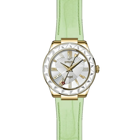22535 Women's Angel Green Leather Band Steel Case Quartz Analog (Best Female Watches Brands In India)