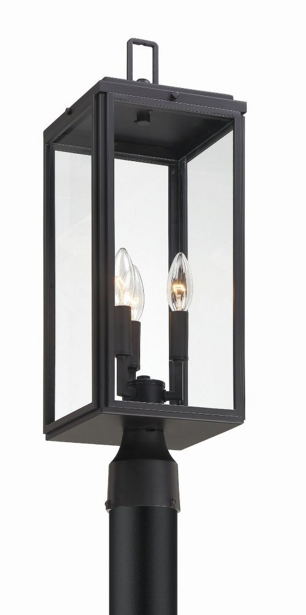 Crystorama Byron 3 Light Matte Black Outdoor Lantern Post - 7.5"W x 22.25"H