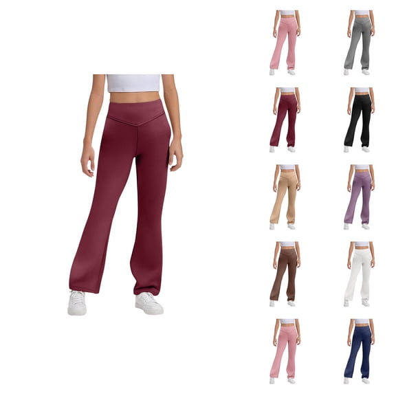 Girls Flare Leggings 2025 Trendy High Waisted Bootcut Bell Bottoms Leggings Yoga Pants Kids Dress Pants