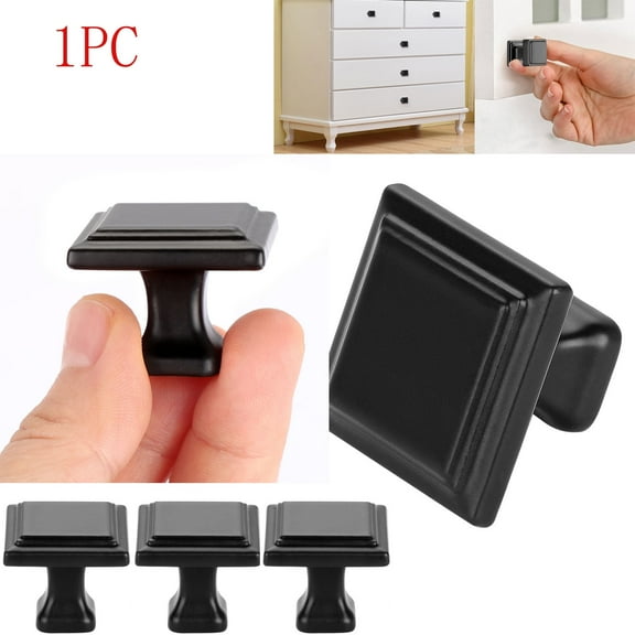 RIDWIND Square Matte Black Cabinet Knobs for Dressers,Drawers,Kitchen Cabinet Door,Vanity, Furniture,Closet Knobs,1PC,Black
