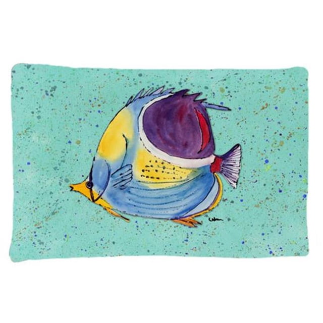 Poissons Tropicaux sur Tissu Anti-Humidité Sarcelle Taie d'Oreiller Standard