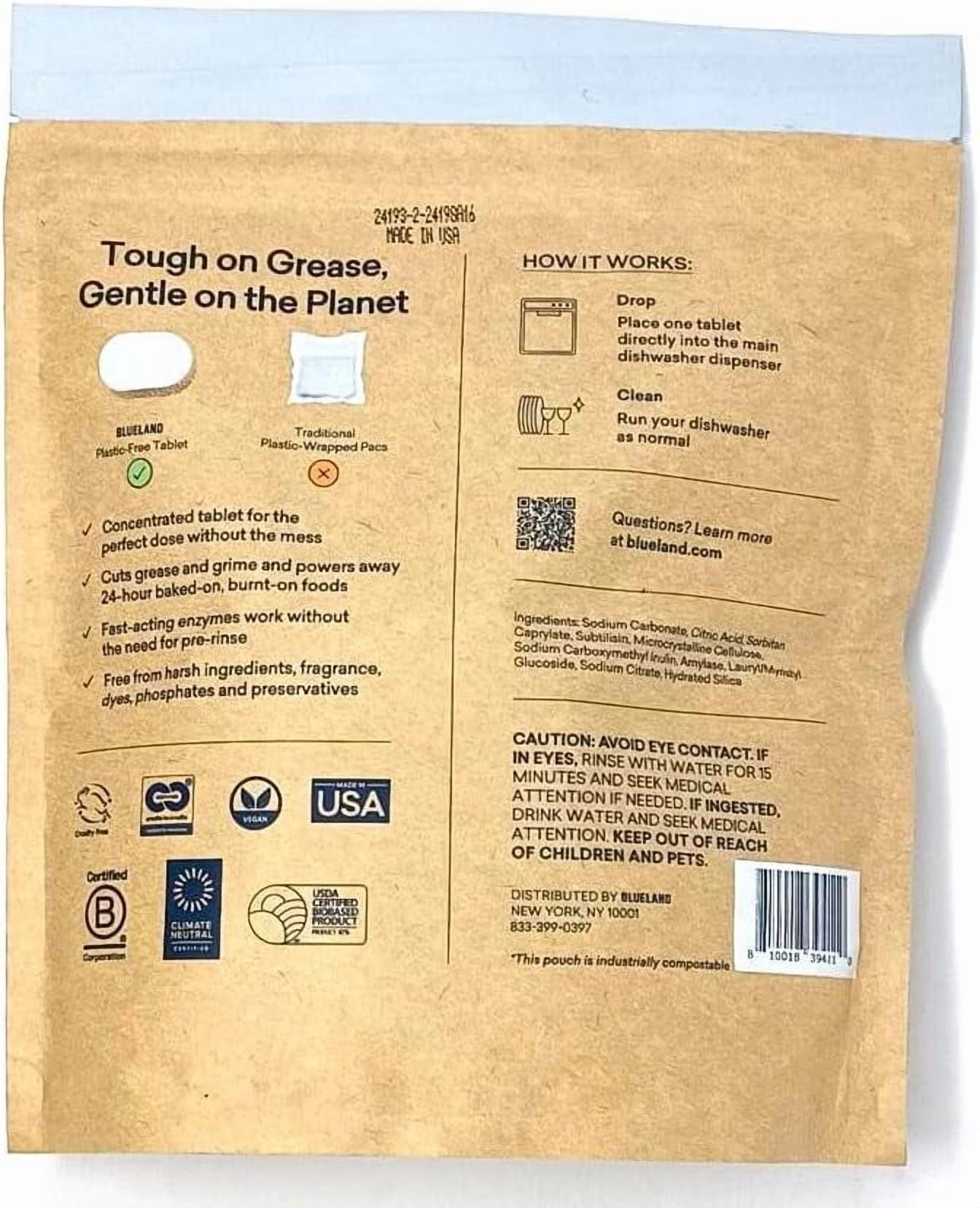 Blueland Dishwasher Detergent Tablets 110 Count. Fragrance-free.
