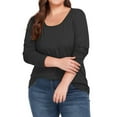 thumbnail image 5 of Qwertyu Women's Plus Size Long Sleeve T-Shirt Casual Loose Cotton Shirts Scoop-Neck Basic Tops for Women Black 4XL, 5 of 8