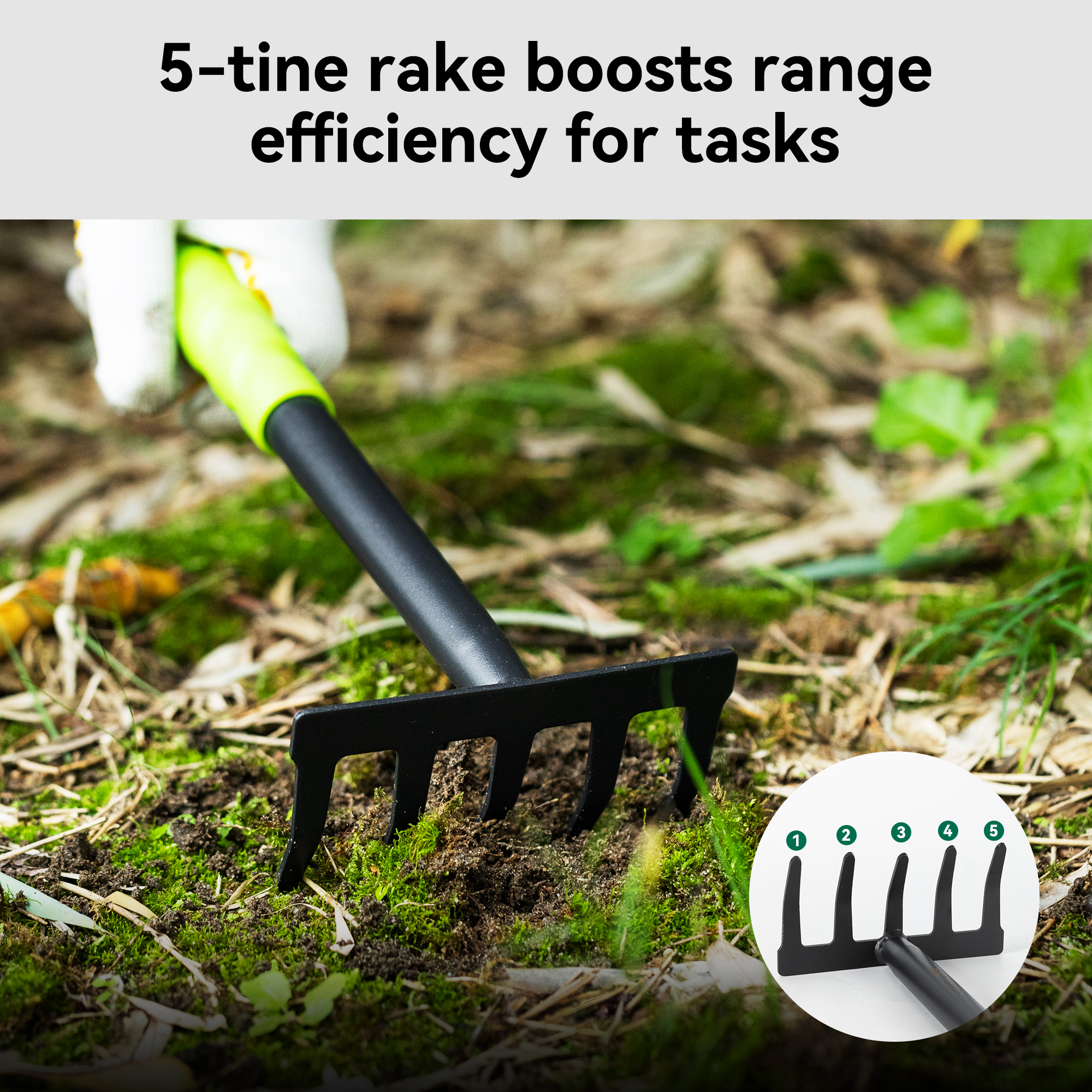 Deli 3-Piece Garden Tools Set with Trowel, Hoe & Rake photo 4