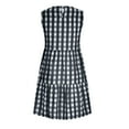 thumbnail image 4 of Lastesso Women Gingham Linen Dress Boho Smocked Tiered Ruffle Dresses Plaid Summer Casual Sundress Trendy Picnic Clothes 2023, 4 of 7