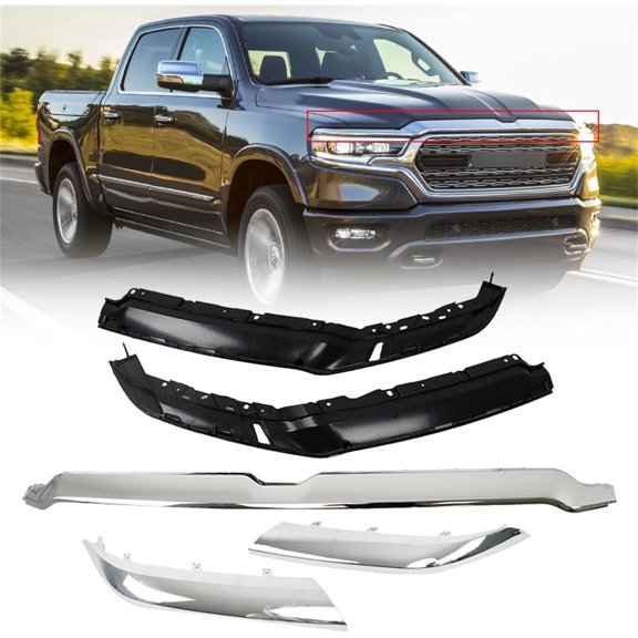 labwork Upper Grille Trim Molding Chrome Replacement for Ram 1500 2019 2020 2021 2022