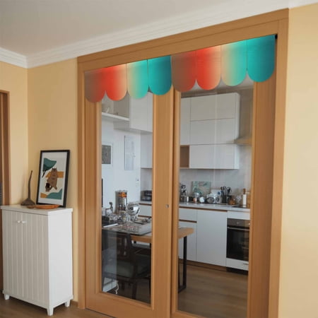 Gradient Blue Green Door Banner Modern Abstract Minimalist Orange Brown Ocean Beach Small Scalloped Hanging Banner for Door Hanging Flag Backdrop Decoration for Wall Window Party 4pcs 8 x 12 Inch