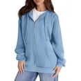 thumbnail image 3 of Garbnen Womens Zip Up Hoodie Long Sleeve Fleece Lined Jacket Women Comfy Y2k Fall Winter Warm Oversized Sweatshirt for Women with Pockets Blue XXL, 3 of 5