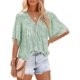 thumbnail image 1 of Sunloudy Blusa informal para mujer, cuello en V, manga acampanada, textura de flores, botones, camisa suelta con volantes para damas Sunloudy  S M L XL XXL, 1 of 6