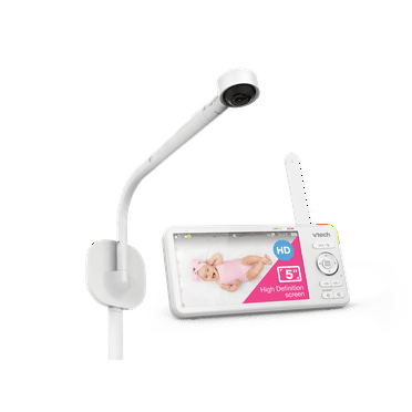 VTech 1080p WiFi Smart Nursery Remote Access Over-the-Crib View Video Baby Monitor with 5” High Definition 720p Display, Night Light, RM5887HD (White)