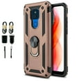 thumbnail image 1 of Value Pack + for Motorola Moto G Play 2021 (NOT FIT 2020 Version) with Tempered Glass Case Hybrid Phone Case Ring Magnet Mount Ready Grip Grids Kickstand Slim Shock Bumper Cover, 1 of 4