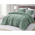 thumbnail image 2 of Chezmoi Collection Hugo 3-Piece Jacquard Comforter Set Queen Size, Sage Green Textured Woven Lightweight Thin Comforter Summer Bedding, 2 of 9