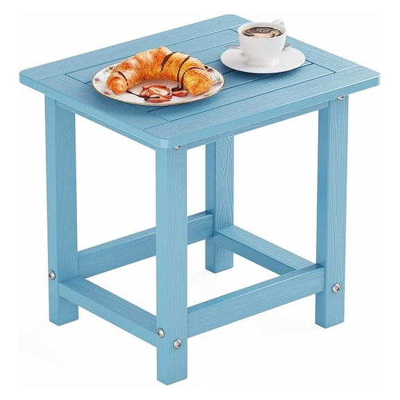 Outdoor Side Table for Patio: 16" HIPS Weather - Resistant Adirondack Tables - Waterproof Small Square End Tables for Backyard Pool Porch Balcony - Indoor Outdoor Durable Table Blue