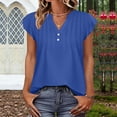 thumbnail image 2 of Fewfanhot Women's Fashion V Neck Button Ruched Ruffle Sleeve Tank Top Sleeveless Vest Casual Lightweight Soft Summer Daily Streetwear Comfort Tops S-XXL, 2 of 9