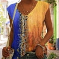 thumbnail image 2 of Mujeres camiseta de verano suelta casual multi color V cuello sin mangas gradiente superior para mujeres niñas, 2 of 7