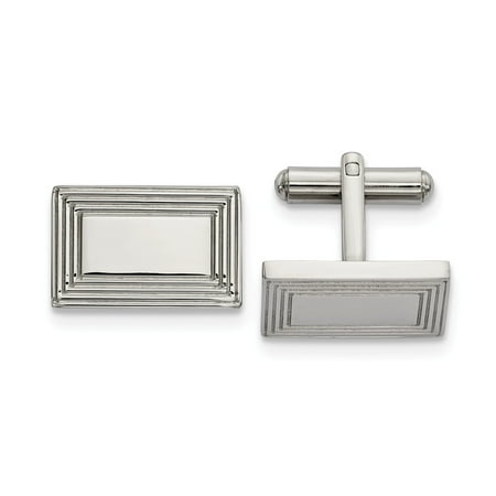 Diamond Rectangular Cufflinks - Mia Diamonds Stainless Steel Polished Rectangular Cufflinks