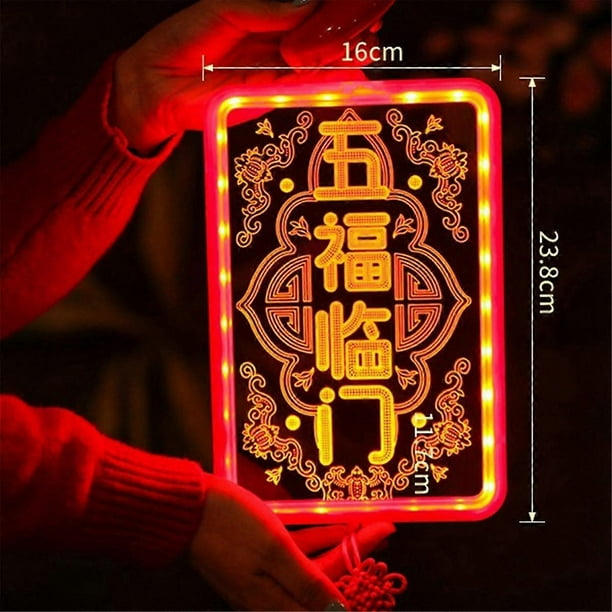 New Year's Spring Festival Indoor Decoration LED Color Lights Luminous Fuzi Hanging Lights,C