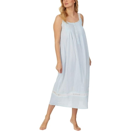

Eileen West Cotton Dobby Stripe Woven Sleeveless Ballet Nightgown X-Small Solid Blue